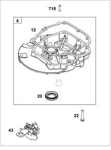 Crankcase Cover/Sump Group Diagram and Parts List for 115P02-0007-H5 100000 - 19Z999 Briggs and Stratton Engine